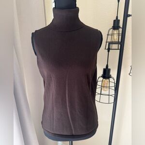 Ann Taylor Women's Brown Sleeveless Turtleneck Sweater Top Size Medium
